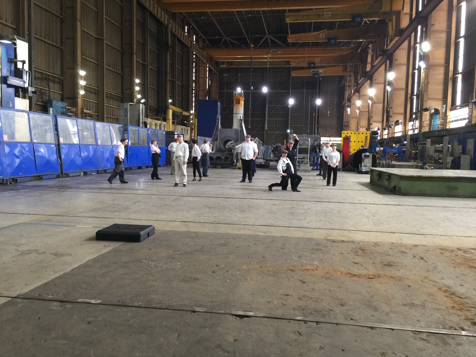 Performers in a Sunderland shipyard